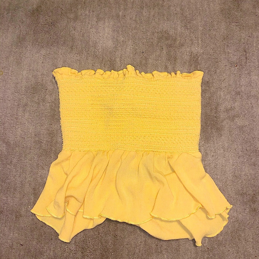LA Hearts yellow flowy tube top